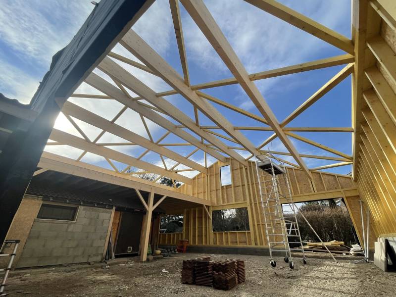 Fourniture et pose des 3 nouveaux murs en ossature bois à Chaponost 69630 dans l'ouest lyonnais